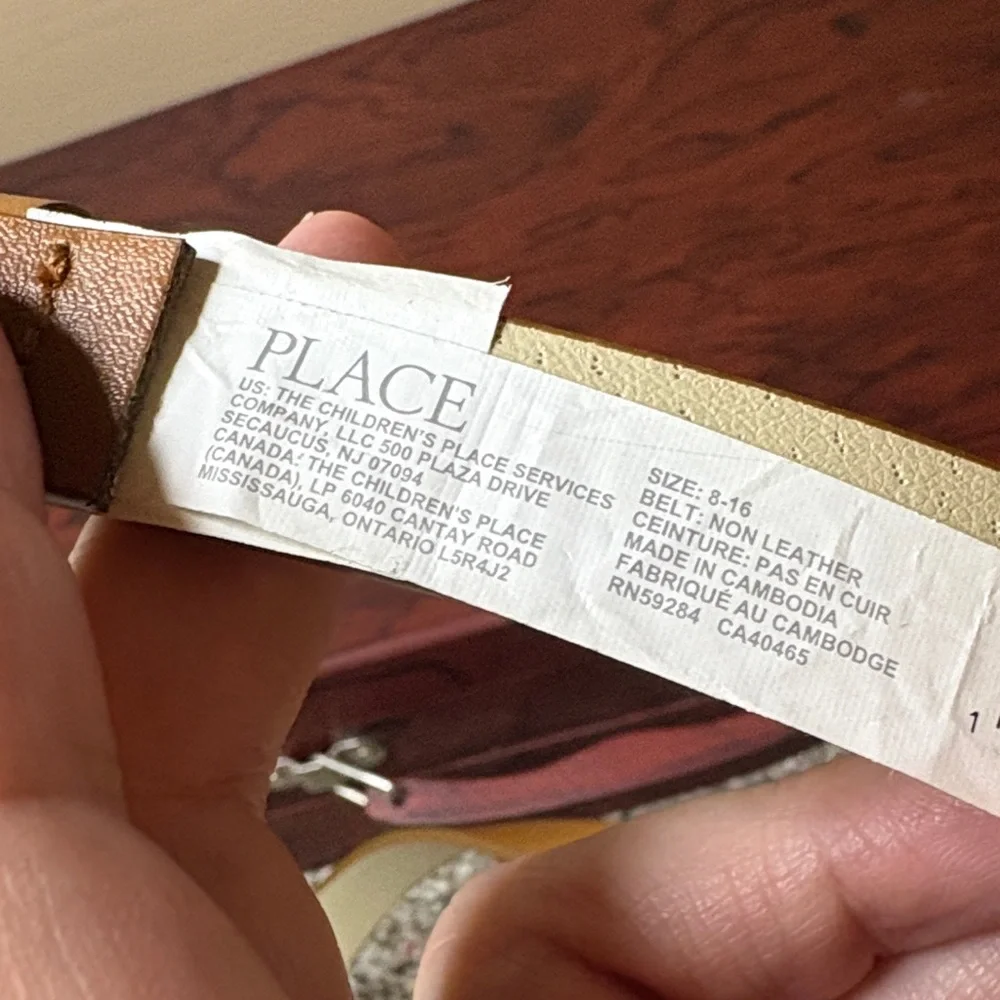 PLACE Belt Non Leather Heart Buckle Silver Single Prong Tan
